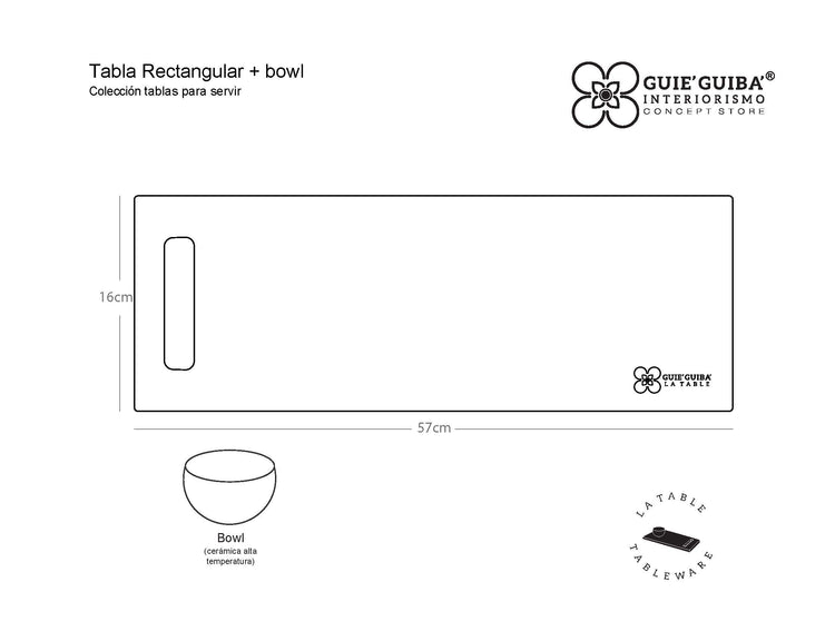 TABLA RECTANGULAR + BOWL